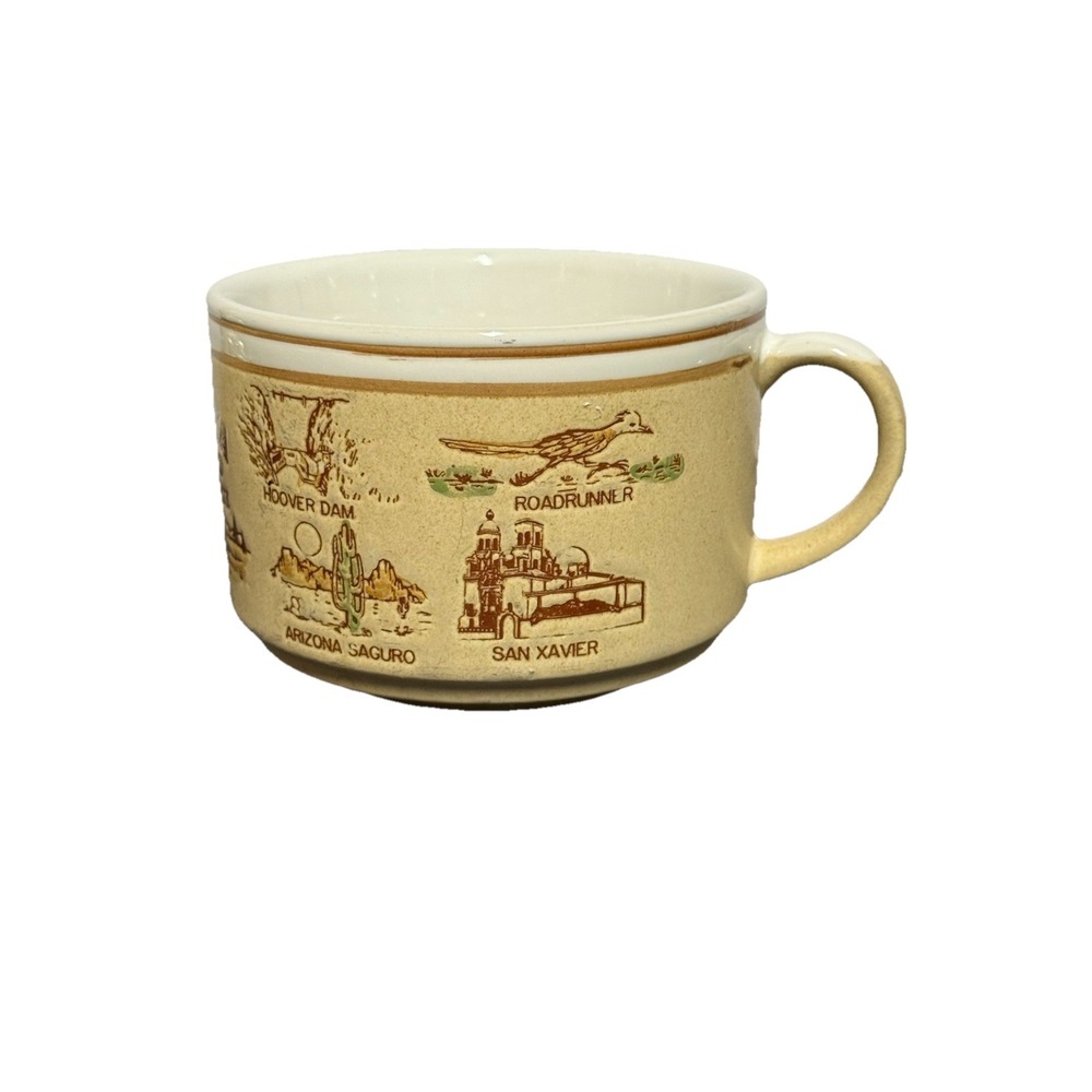 Vintage Arizona Souvenir Soup Mug Chili Bowl Roadrunner Grand Canyon